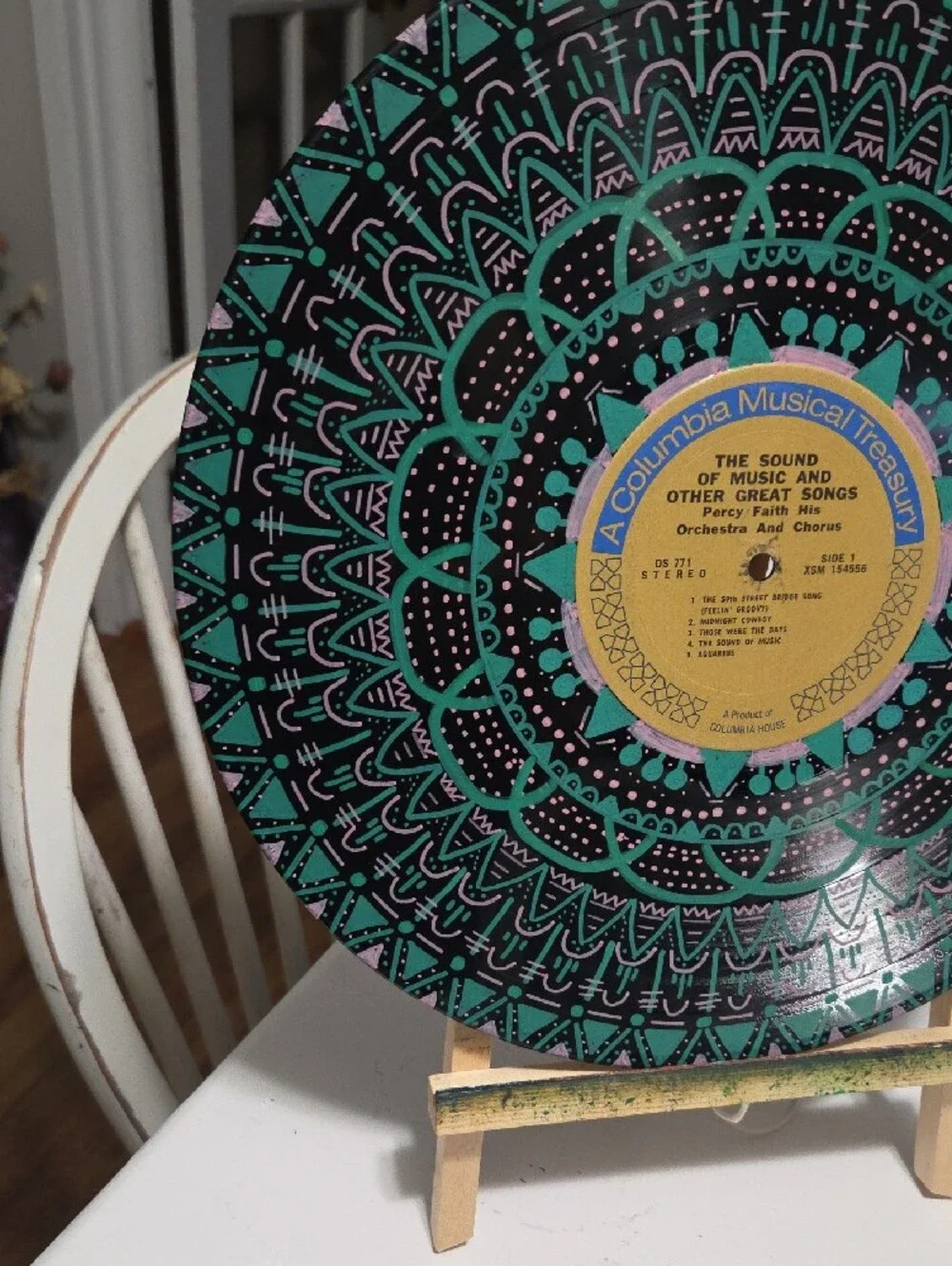 Hand-painted Mandala Vinyl Record